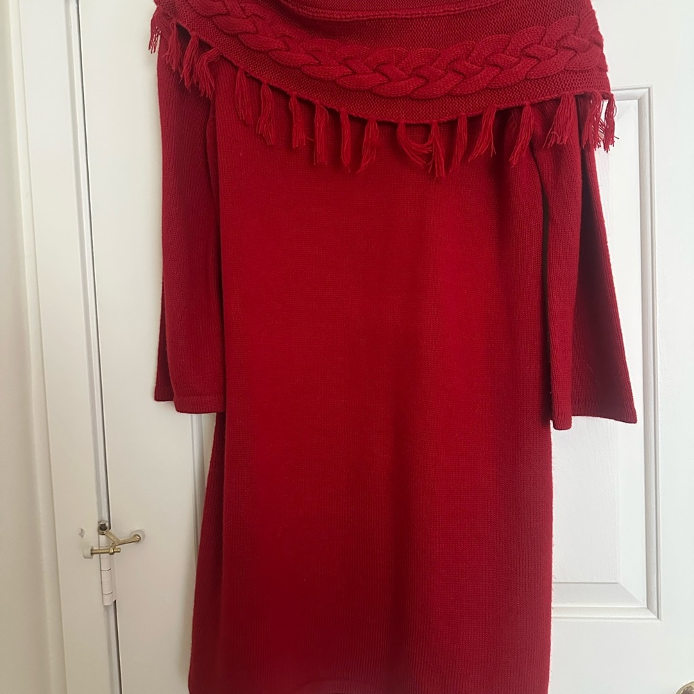 Liz Claiborne Red Cowl Neck Sweater Dress